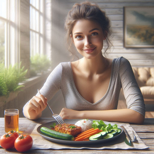 Vegetarierin isst Gemüse